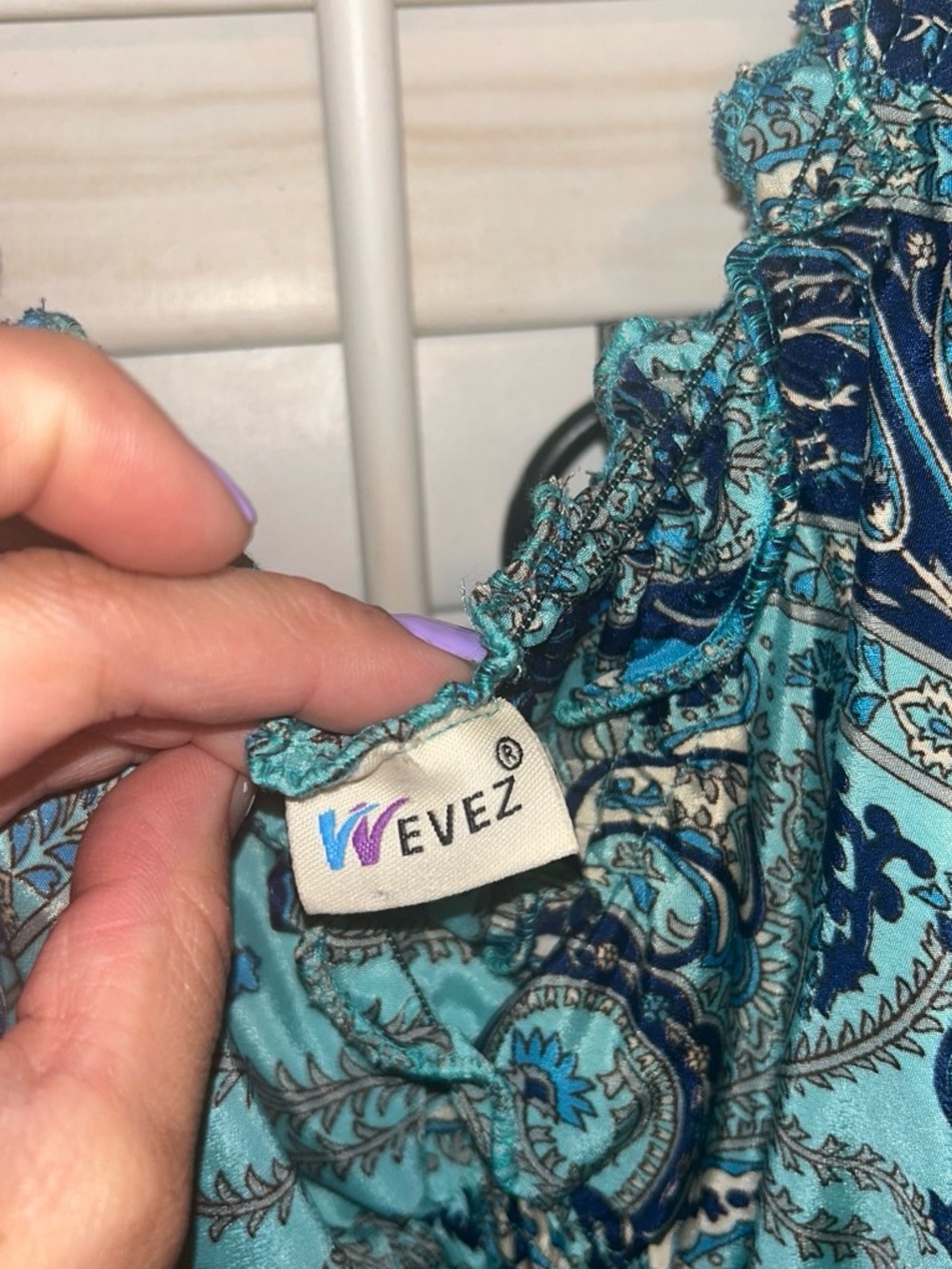 Boho Paisley Long Sleeve Maxi Dress in Teal - Picture 2 of 5